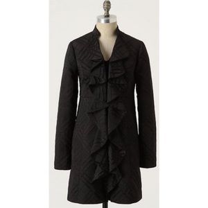 Anthropologie Tabitha Dusk Ruffles Textured Plaid Coat Size 4